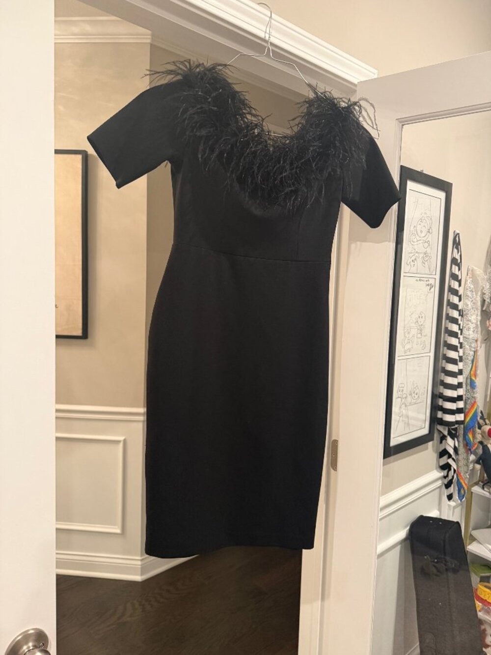 Black Feather Dress - Size Small / 4